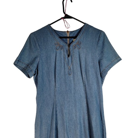 Chorus Blues Women's Size 6 Blue Denim Dress Short Sleeve Maxi Dress - Picture 2 of 8